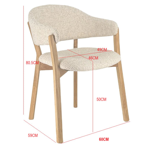 DÉJA Living Eetkamerstoel Uppsala - Taupe/Naturel Stof - Set van 2