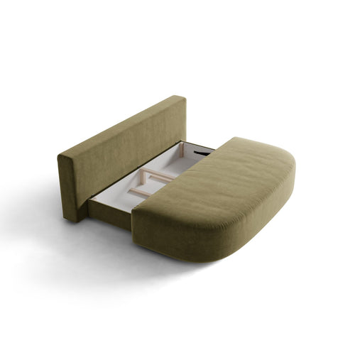 Cosmopolitan Design - Slaapbank met opbergdoos Sophia 3-zits, flueel groente - 110x202x89cm