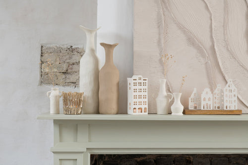 J-Line vaas Agra - aluminium - beige - small - 31.5 cm hoog