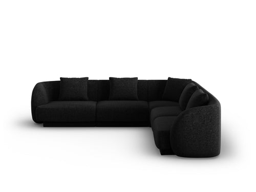 Cosmopolitan Design Symmetrische hoekbank Tulum 5-zits, chenille, zwart - 255x255x70cm