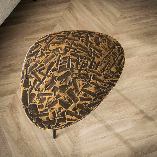 Giga Meubel Salontafel Patina - Brons Metaal - Set van 2 - 80x60x43cm