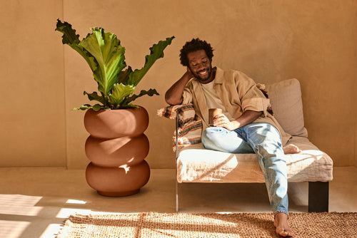 Elho Amber Roll High Bruin - Ø43cm - vtwonen shop