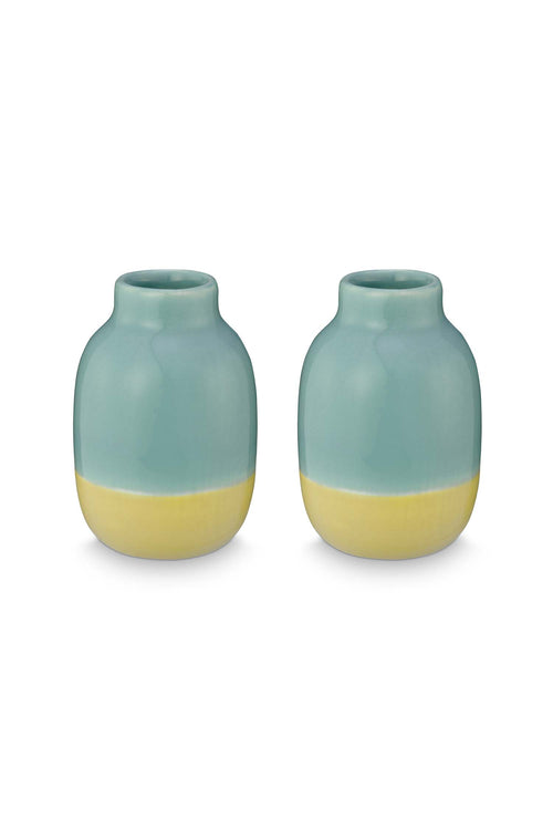 vtwonen Vaas - Keramiek - Lichtblauw - Set van 2 - 7cm
