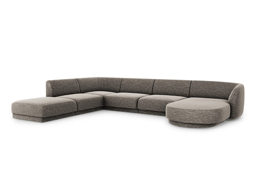 Micadoni Panoramische hoekbank links Miley 6-zits, chenille, grijs - 255x330x70cm