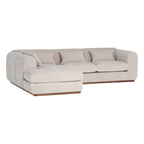 WOOOD hoekbank links Brenvo - Structure Velvet - Zand - 73x306x178