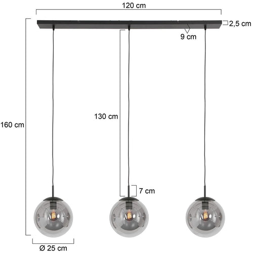 Steinhauer hanglamp bollique - 3 lichts - 120  x 160   cm - zwart - vtwonen shop