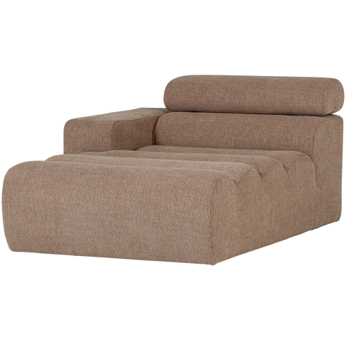WOOOD chaise longue element arm links Novi - Polyester - Taupe - 86x109x173 - vtwonen shop