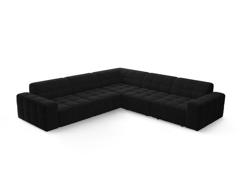 Cosmopolitan Design Hoekbank CHICAGO 4-zits, flueel zwart - 285x285x78cm
