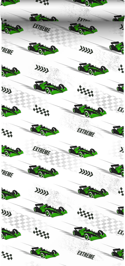 Sanders & Sanders behang race auto's groen - 50 x 900 cm - 935354