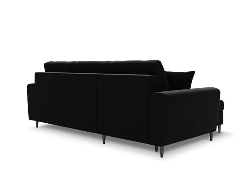 Cosmopolitan Design Omkeerbare converteerbare hoekbank met opbergdoos Kyoto 4-zits, flueel zwart - 145x241x88cm