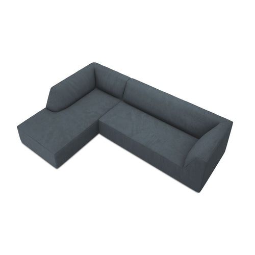 Cosmopolitan Design - Modulaire hoekbank links Siena 4-zits, ribfluwelen blauw - 180x273x69cm