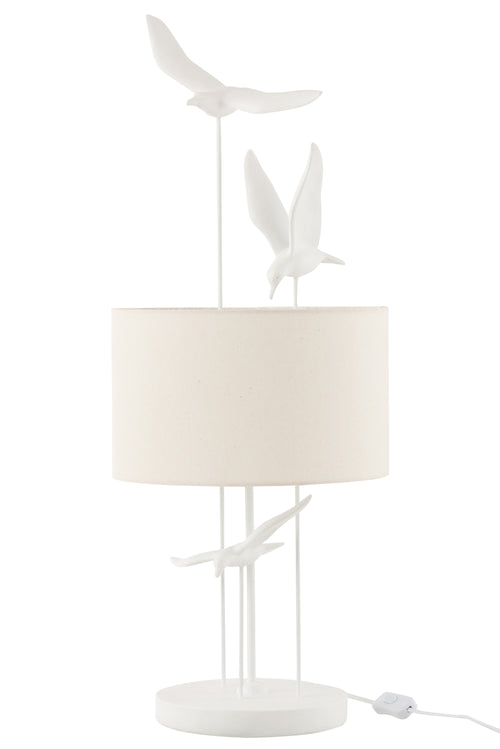 J-Line tafellamp Vogels - polyresin - wit/beige