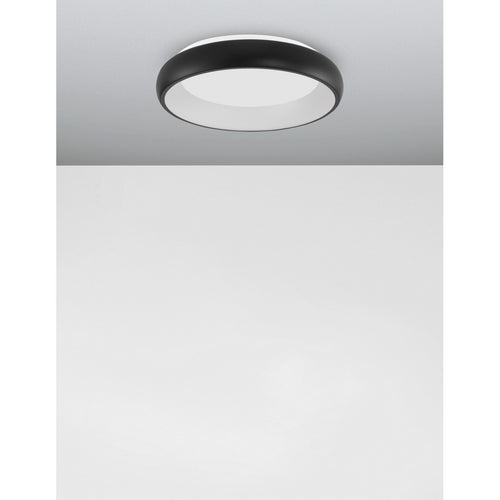 Merano Bakersfield 41cm Geïntegreerde LED Semi Flush Light Sandy Zwart Aluminium LED 32W 1950Lm 3000K