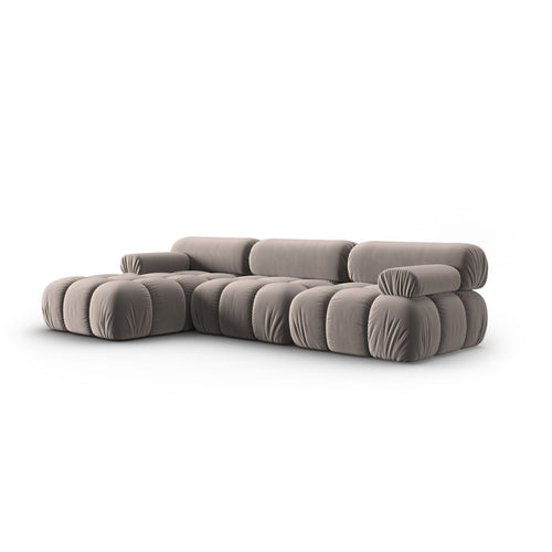 Cosmopolitan Design - Modulaire hoekbank links Cortina 4-zits, flueel cappuccino - 155x282x70cm