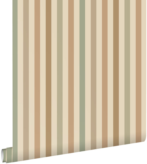 ESTAhome behang strepen groen en bruin - 50 x 900 cm - 131605 - vtwonen shop