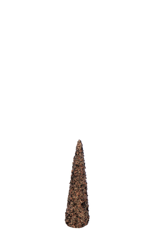 J-Line decoratie Kegel Pailletten Schuim - kunststof - bruin - small