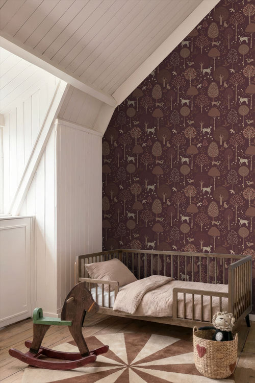 ESTAhome behang honden donker paars en bruin - 50 x 900 cm - 132224
