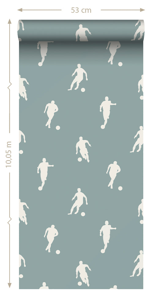 ESTAhome behang voetbalspelers vergrijsd blauw - 53 cm x 10.05 m - 139506