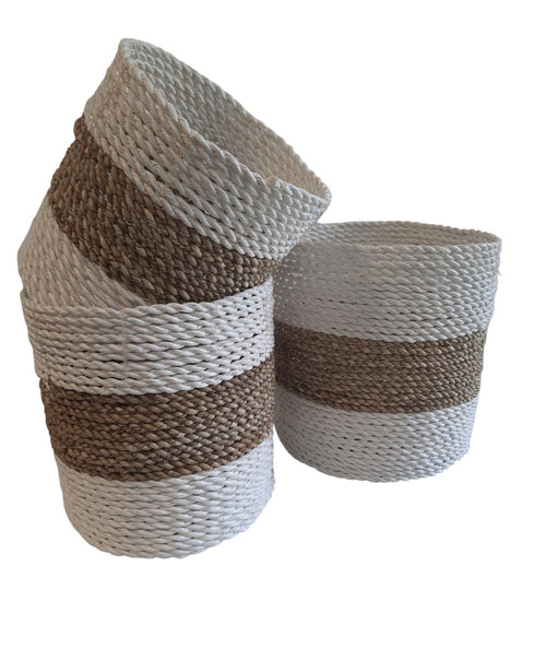 FurniLux Natuurlijke plantenbakken/ Mandenset - 20x20x21cm