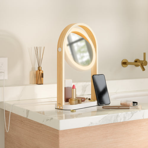 Umbra LED-spiegel voor kaptafel Belwood - 25 x 12 x 38 cm - wit/naturel
