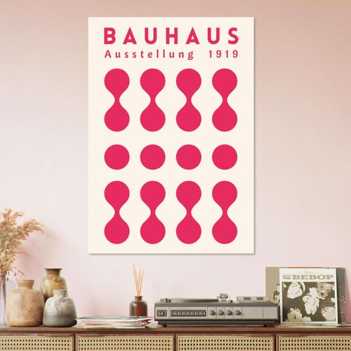 Artfulprints Poster met Lijst Bauhaus - Ausstellung fuchsia   - 70x100 cm - Roze