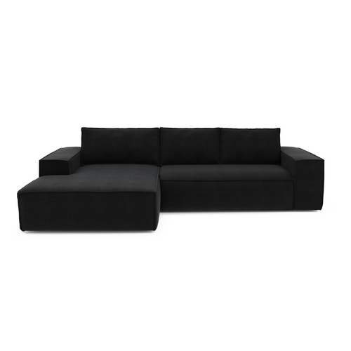 Sia Home - Hoek slaapbanken links JOAN - Fluweel - Donker antraciet - 302cm - vtwonen shop