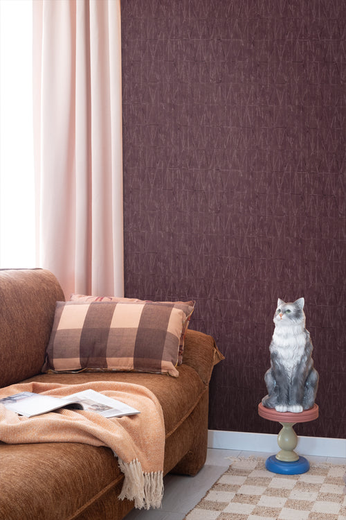 ESTAhome behang grafische lijnen aubergine paars - 50 x 900 cm - 131414 - vtwonen shop