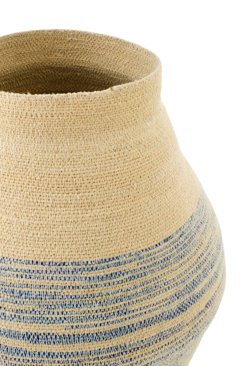 J-Line mand Gestreept - zeegras - naturel/blauw - small
