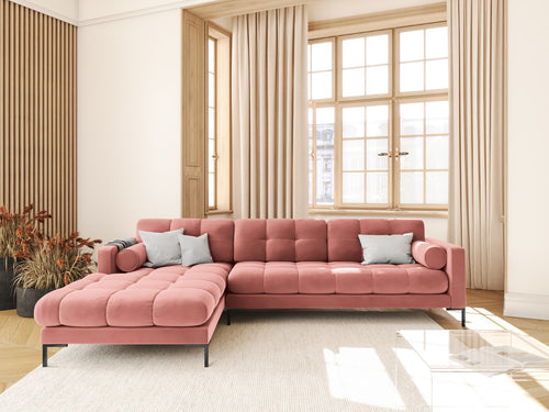 Cosmopolitan Design linker hoekbank Bali 5-zits, flueel, roze - 185x293x75cm