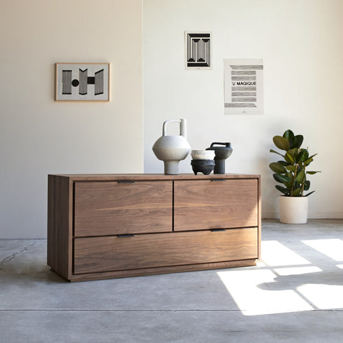 Tikamoon Massief notenhouten tv-meubel 120 cm - Donkerbruin - vtwonen shop