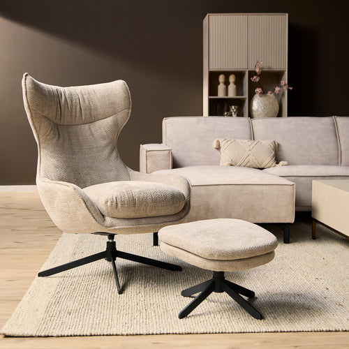 StarFurn Fauteuil Olivia - Taupe Stof - Draaibaar