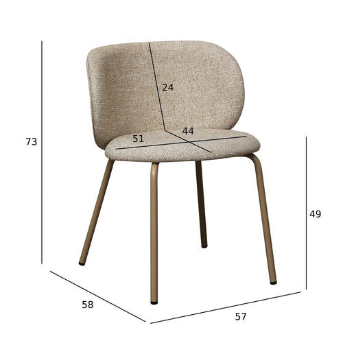 Furnhouse eetkamerstoel Nanna - Beige - Stof (Bouclé) - Set van 6