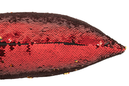 J-Line kussen Omkeerbaar Sequin - katoen/linnen - rood/goud
