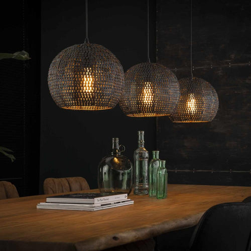 Giga Meubel Hanglamp Armor Half Rond - Zwart - 3-Lichts - 128x30x150cm