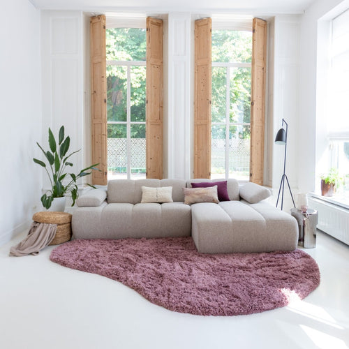 Organisch hoogpolig vloerkleed Pilo Darkpink Polyester Interieur05