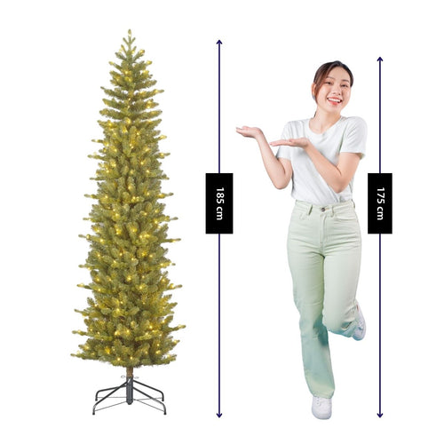 Black Box Trees Harma Smalle Kunstkerstboom - Kerstboom met Verlichting met Timer- en Dimfunctie - Kerstversiering met Warm Witte LED's voor Binnen -