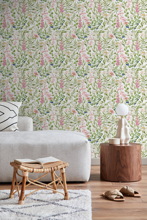 ESTAhome behang veldbloemen multicolor op wit - 50 x 900 cm - 131055 - vtwonen shop