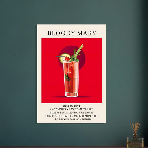 Artfulprints  Bloody Mary cocktail - Ingrediënten   poster 30x40 cm - vtwonen shop