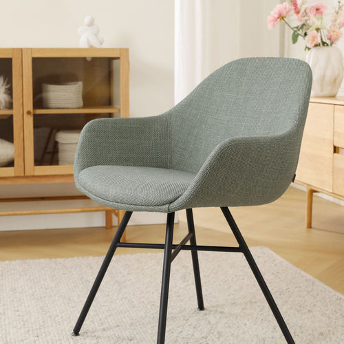 Nolon Noa-Mae Eetkamerstoel Saliegroen - Armleuning - Zwarte Poten - vtwonen shop