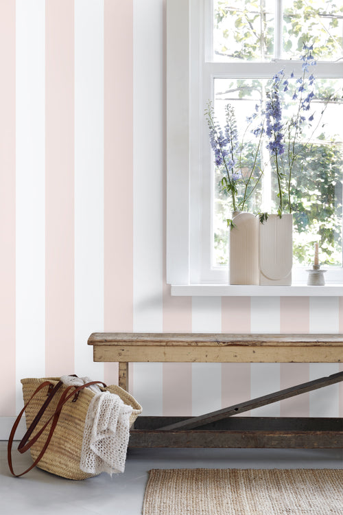 Sanders & Sanders behang strepen licht roze en wit - 53 cm x 10.05 m - 640656