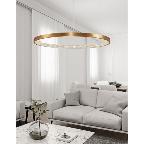 Merano Clarksville Geïntegreerde LED Hanglamp Plafondlamp Antiek Goud Messing Aluminium LED 60W 4030Lm 3000K