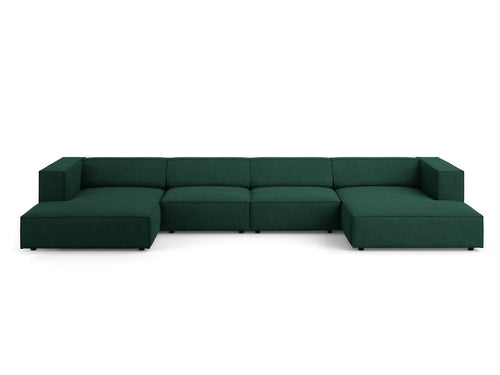 Cosmopolitan Design Panoramische bank Arendal 6-zits, chenille met ribbeleffect, flessengroen - 166x364x70cm