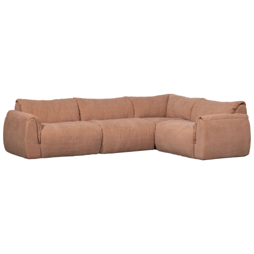 WOOOD hoekbank rechts Baggy - Geweven Chenille - Oud Roze - 81x396x214 - vtwonen shop