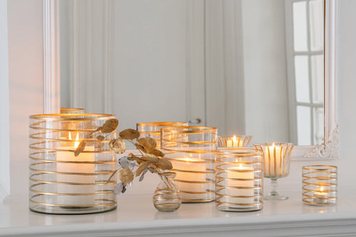 J-Line Kandelaar - glas - goud/transparant - large