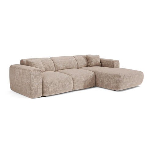 Sia Home - Hoekbanken YUMA - Fluweel met reliëf - Beige - 283cm