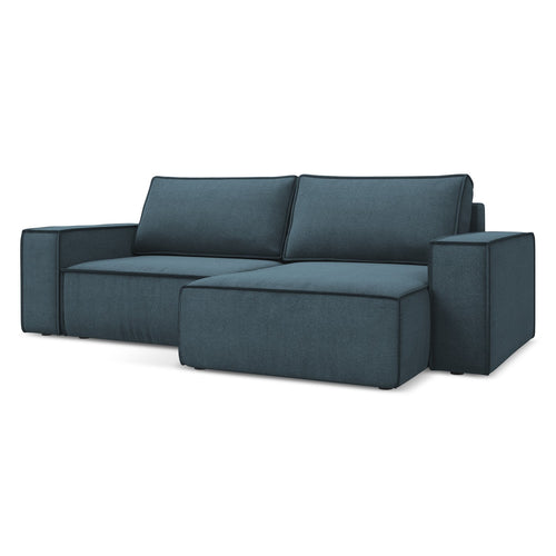 LaMiaSofa hoekbank rechts Livorno - textuurstof - jeans - 257x148x82