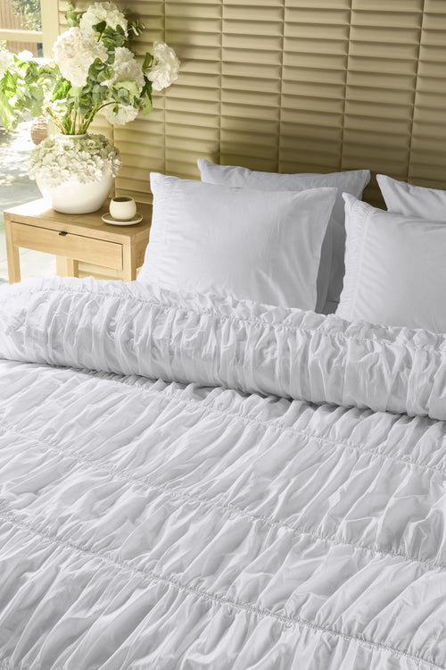 Rivièra Maison Dekbedovertrek Ruffle - 200 x 200/220 cm - Wit