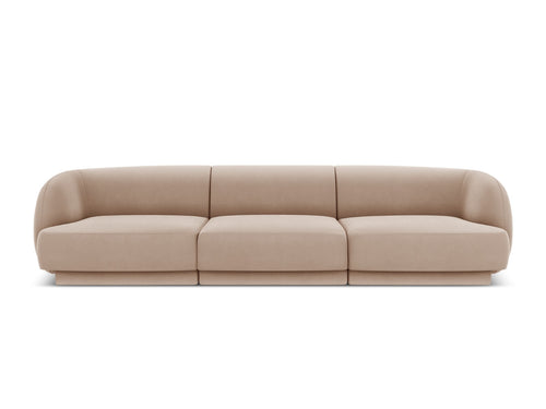 Micadoni Bank Miley 3-zits, flueel, cappuccino - 90x255x70cm