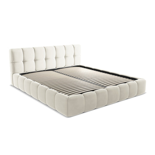 LaMiaSofa Bed met opbergruimte Roma - velours - lichtbeige - 200x228x82