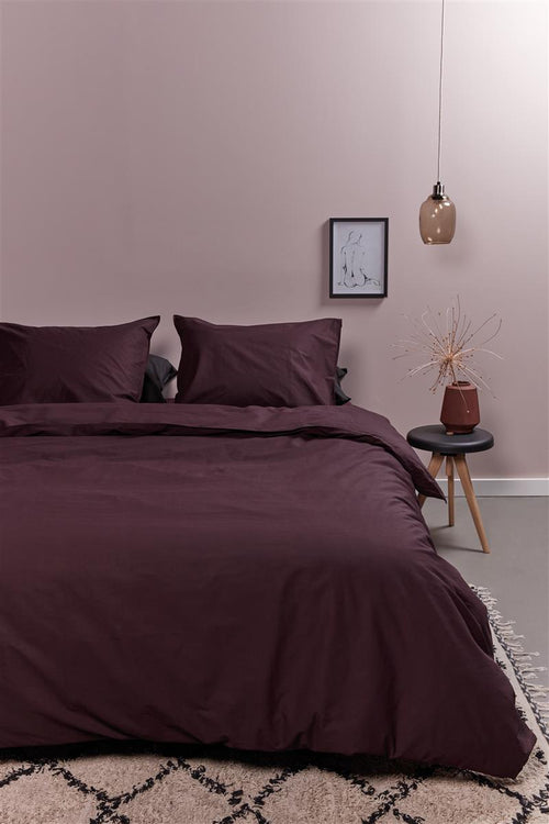 Ambiante Cotton Uni dekbedovertrek - Effen - Tweepersoons - 200x200/220 - Donker Rood - vtwonen shop